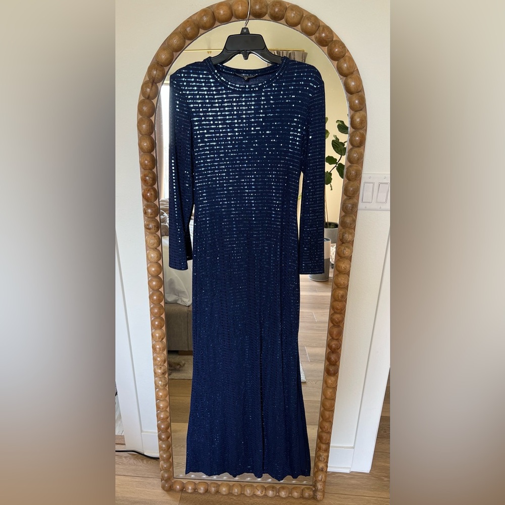 Nordstrom Navy Long Sleeve Sequin Dress